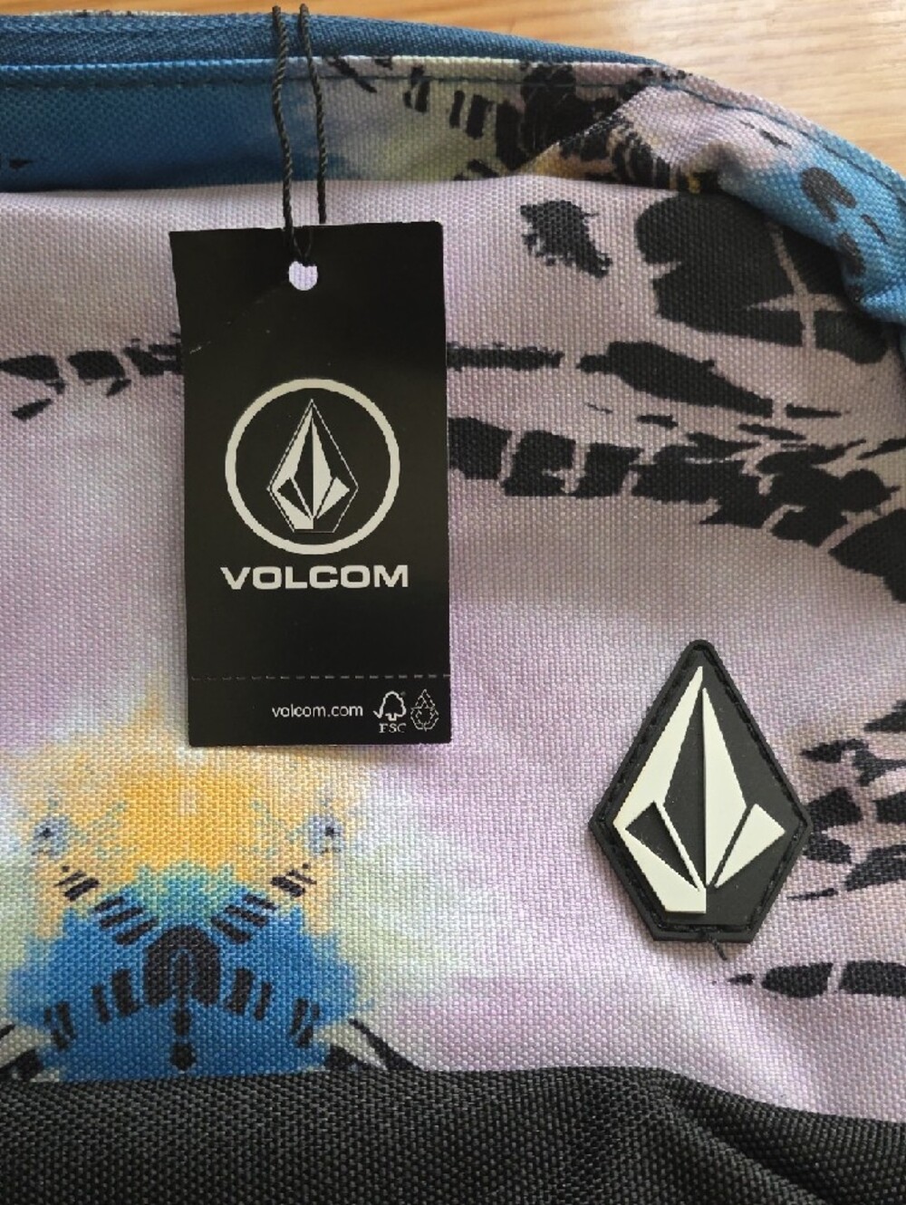Volcom Black and Blue Accent Patterned Backpack - Picture 2 of 7